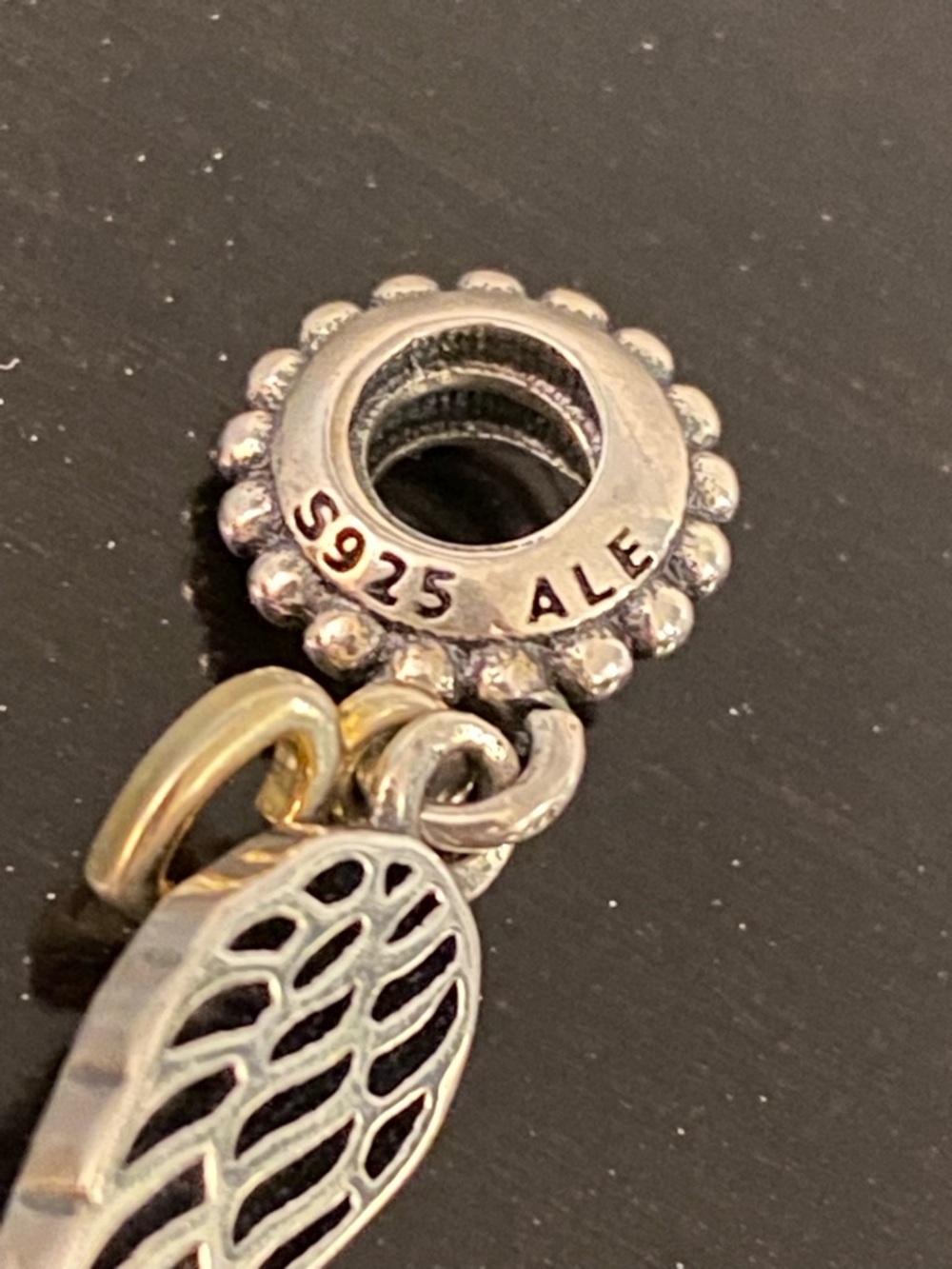 Pandora Love & Guidance Angel’s Wing Dangle Charm 925 Sterling Silver 14k Gold - Picture 2 of 5